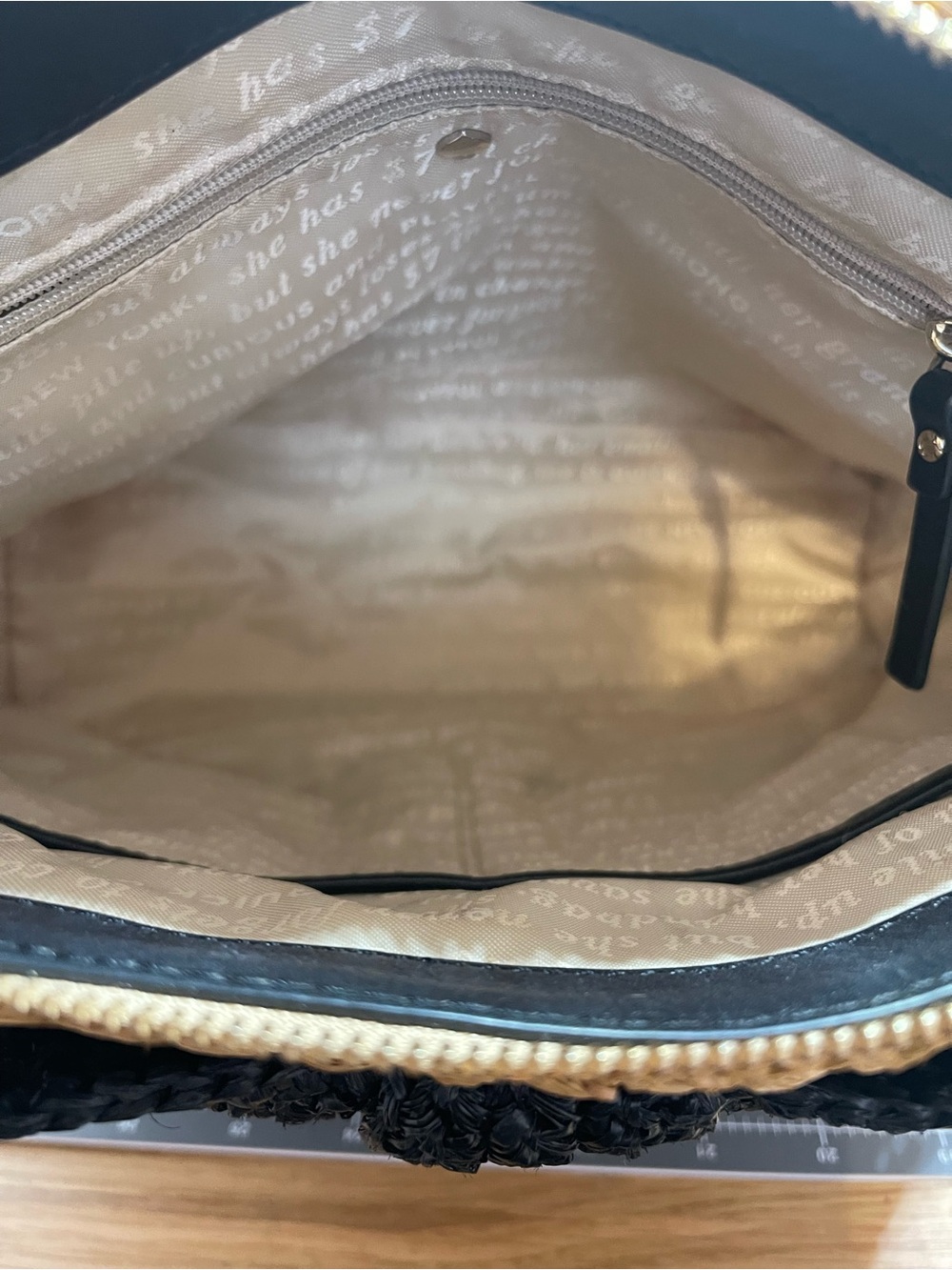 kate spade Black and Natural Rollins Street Straw Satchel - Picture 4 of 5